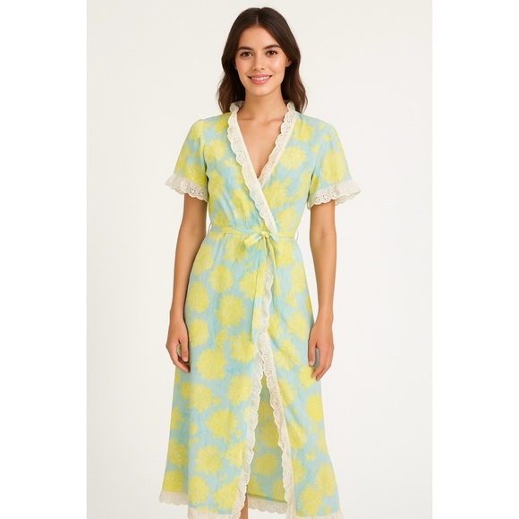 The Lilly Lilly Pulitzer Vintage 60s/70s Maxi Wrap Dress Hostess Gown Palm Beach - Picture 16 of 16